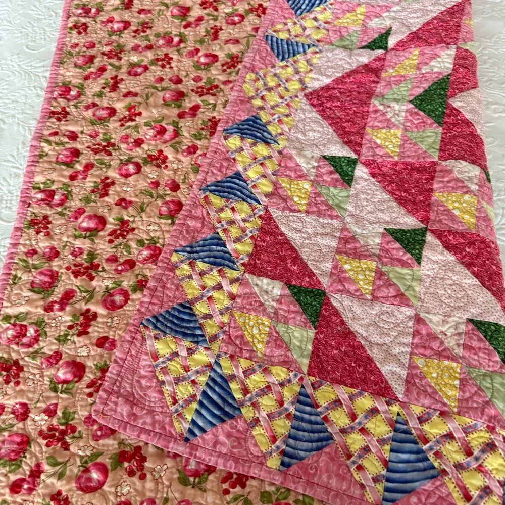 Handmade Pink Colorful Patchwork Quilt